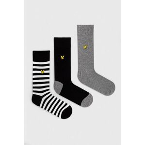 Ponožky Lyle & Scott 3-pack pánské, černá barva