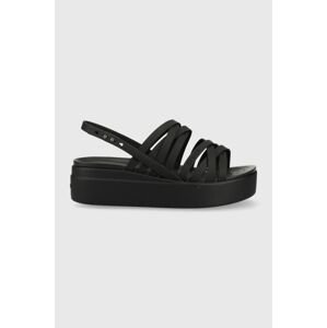 Sandály Crocs Brooklyn Strappy Low Wedge dámské, černá barva, na platformě, 206751