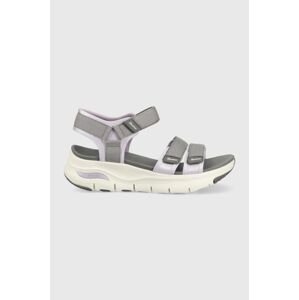 Sandály Skechers Arch Fit Fresh Bloom dámské, šedá barva, na platformě