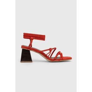 Semišové sandály Alohas Goldie červená barva