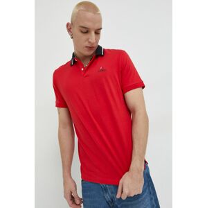 Bavlněné polo tričko Jack & Jones JJEJOE červená barva, s potiskem, 12221190