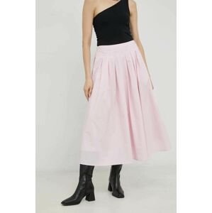 Bavlněná sukně Herskind růžová barva, maxi, áčková