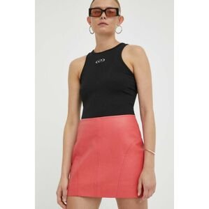 Kožená sukně Remain růžová barva, mini