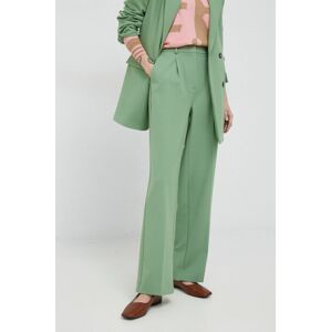 Kalhoty Selected Femme dámské, zelená barva, široké, high waist
