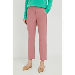Kalhoty Weekend Max Mara Rana dámské, růžová barva, přiléhavé, high waist