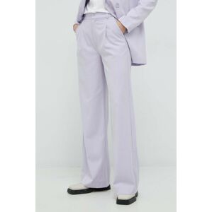 Kalhoty Gestuz PaulaGZ dámské, fialová barva, široké, high waist
