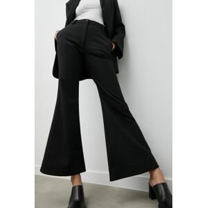 Kalhoty s příměsí vlny By Malene Birger dámské, černá barva, zvony, high waist