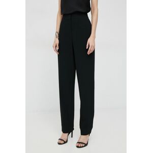 Kalhoty Emporio Armani dámské, černá barva, jednoduché, high waist