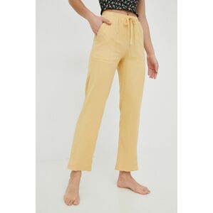 Kalhoty Billabong dámské, žlutá barva, jednoduché, high waist