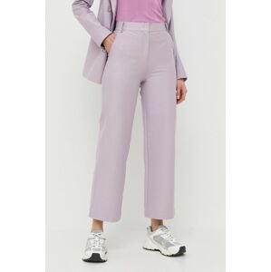 Kalhoty Max Mara Leisure dámské, fialová barva, jednoduché, high waist