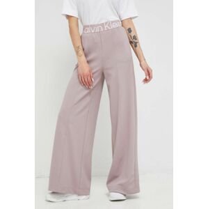 Tréninkové kalhoty Calvin Klein Performance Effect růžová barva, široké, high waist