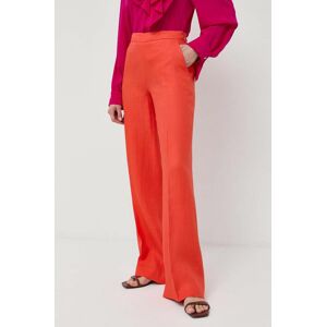 Plátěné kalhoty Luisa Spagnoli oranžová barva, široké, high waist