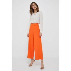Kalhoty Artigli dámské, oranžová barva, široké, high waist