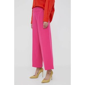 Kalhoty Artigli dámské, růžová barva, široké, high waist