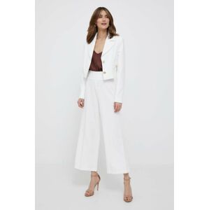 Kalhoty Artigli dámské, bílá barva, široké, high waist