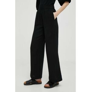 Bavlněné kalhoty GAP černá barva, široké, high waist
