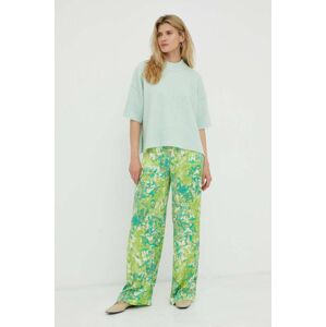 Kalhoty Gestuz dámské, zelená barva, široké, high waist