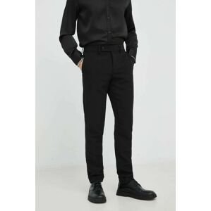 Kalhoty Bruuns Bazaar Karlsus Basic Pants pánské, černá barva, přiléhavé