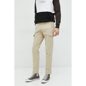 Kalhoty Jack & Jones JPSTOLLIE pánské, béžová barva, jednoduché, 12224001