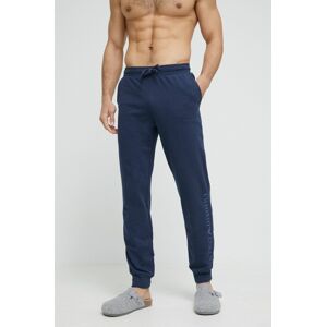 Bavlněné kalhoty Emporio Armani Underwear tmavomodrá barva, s potiskem