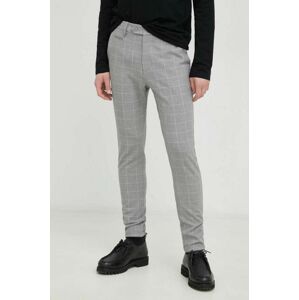 Kalhoty Les Deux pánské, šedá barva, přiléhavé