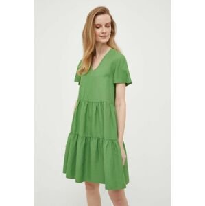 Šaty ze směsi lnu Pennyblack zelená barva, mini