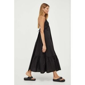 Bavlněné šaty Herskind černá barva, maxi