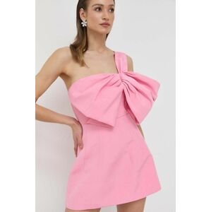 Šaty Bardot růžová barva, mini