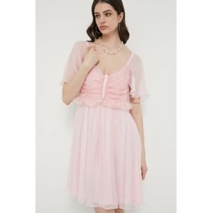 Šaty se směsí hedvábí Blugirl Blumarine růžová barva, mini
