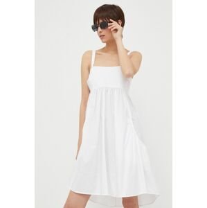 Bavlněné šaty Artigli bílá barva, mini