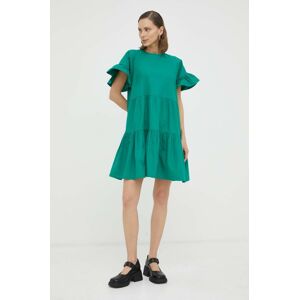 Bavlněné šaty 2NDDAY zelená barva, mini