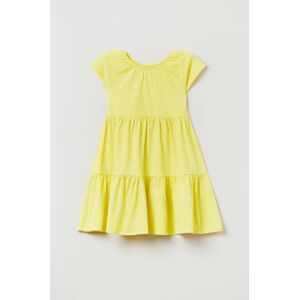 Dětské bavlněné šaty OVS žlutá barva, mini