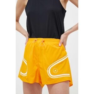 Běžecké šortky adidas by Stella McCartney TruePace oranžová barva, s potiskem, high waist