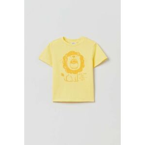 Bavlněné dětské tričko OVS žlutá barva, s potiskem