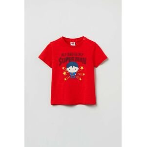 Bavlněné dětské tričko OVS červená barva, s potiskem