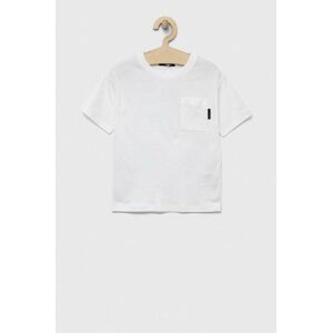 Dětské bavlněné tričko Sisley bílá barva, s potiskem