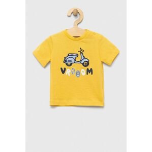 Bavlněné dětské tričko Birba&Trybeyond žlutá barva, s aplikací