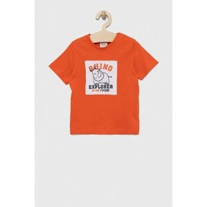 Bavlněné dětské tričko Birba&Trybeyond oranžová barva, s aplikací