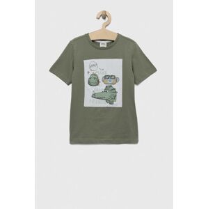 Dětské bavlněné tričko Birba&Trybeyond zelená barva, s aplikací