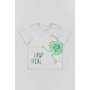 Bavlněné dětské tričko zippy šedá barva, s potiskem
