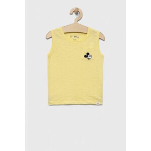 Dětské bavlněné tričko GAP x Disney žlutá barva, s aplikací
