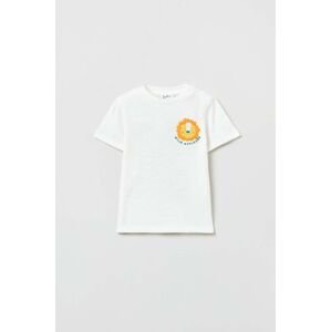 Bavlněné dětské tričko OVS bílá barva, s potiskem