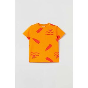 Bavlněné dětské tričko OVS oranžová barva