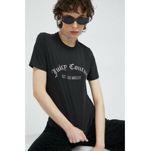 Bavlněné tričko Juicy Couture černá barva