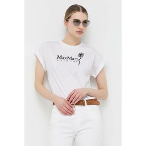 Bavlněné tričko Max Mara Leisure bílá barva