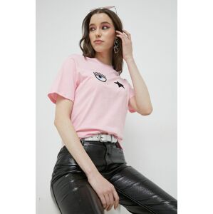 Bavlněné tričko Chiara Ferragni růžová barva
