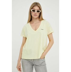 Bavlněné tričko Wrangler žlutá barva