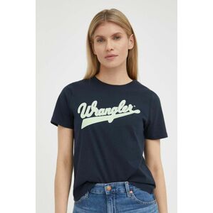 Bavlněné tričko Wrangler tmavomodrá barva