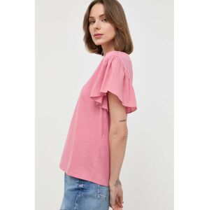 Bavlněné tričko Weekend Max Mara Mana růžová barva