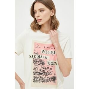 Bavlněné tričko Weekend Max Mara béžová barva